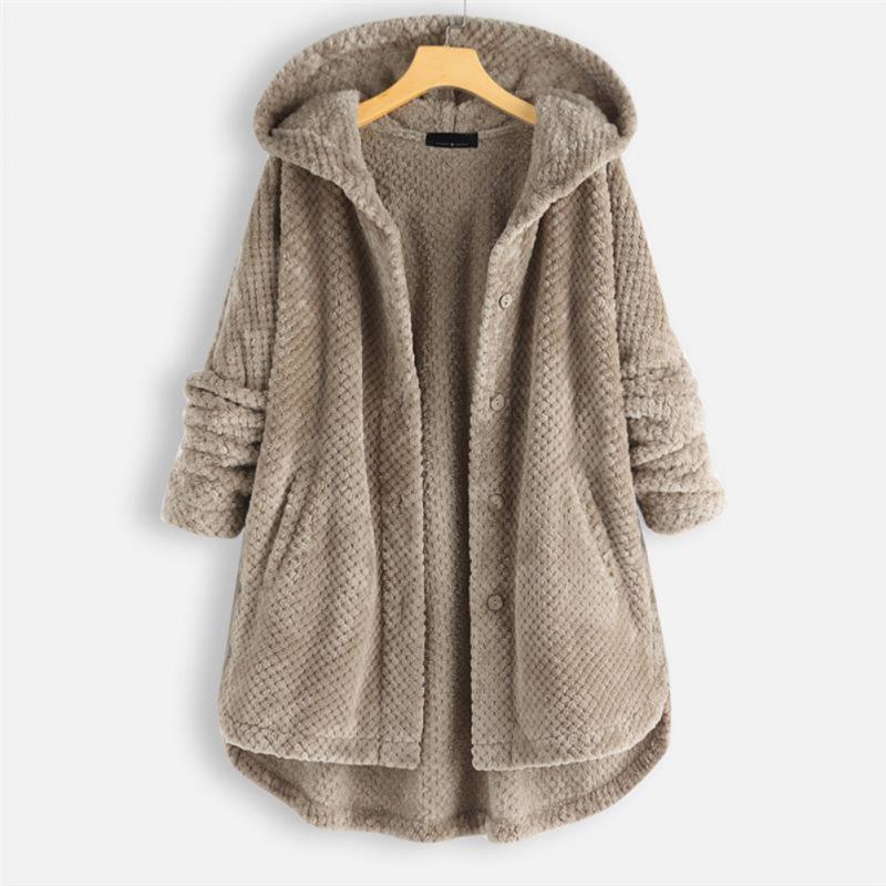 Women's Cosy Hooded Coat with Ribbed Texture for Winter by Selouva