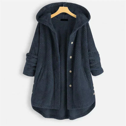 Women's Cosy Hooded Coat with Ribbed Texture for Winter by Selouva