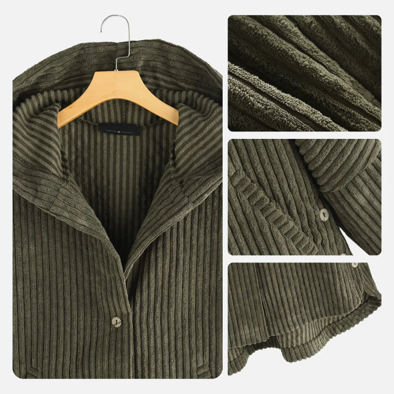 Women's Cosy Hooded Coat with Ribbed Texture for Winter by Selouva
