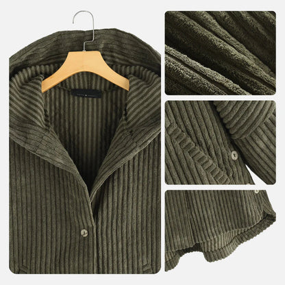 Women's Cosy Hooded Coat with Ribbed Texture for Winter by Selouva