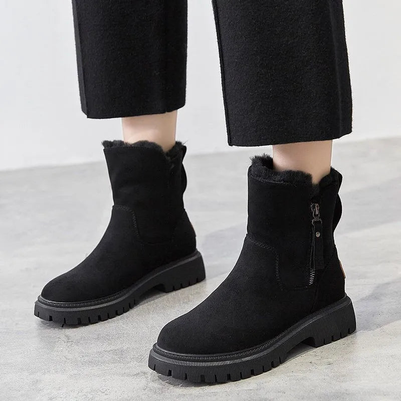 Naya Cozy Suede Winter Boots With Faux Fur Lining And Zipper by Selouva