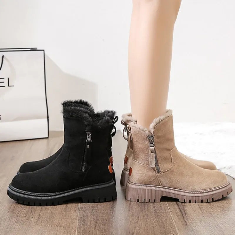 Naya Cozy Suede Winter Boots With Faux Fur Lining And Zipper by Selouva