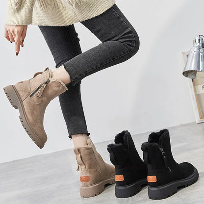 Naya Cozy Suede Winter Boots With Faux Fur Lining And Zipper by Selouva