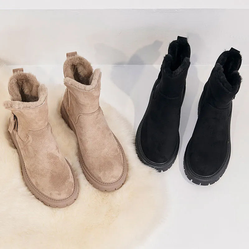 Naya Cozy Suede Winter Boots With Faux Fur Lining And Zipper by Selouva