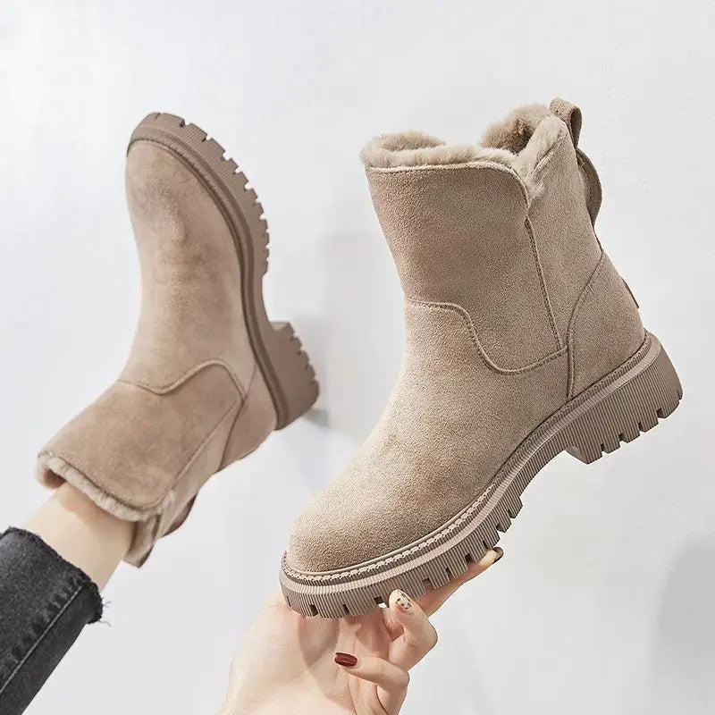 Naya Cozy Suede Winter Boots With Faux Fur Lining And Zipper by Selouva