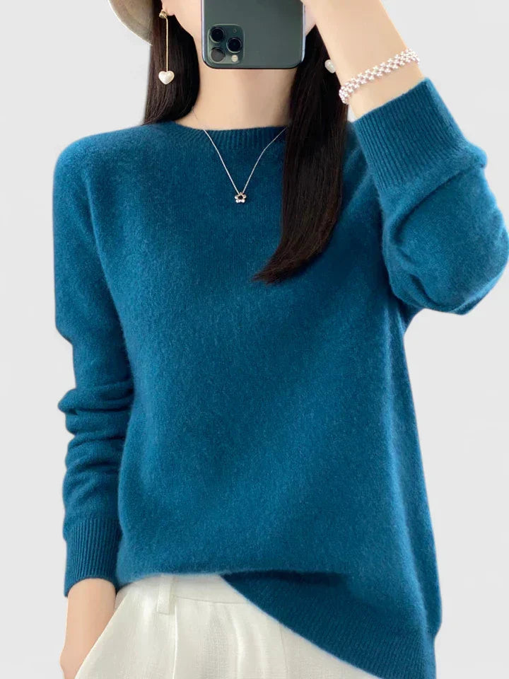 Rizalinda Cozy Turquoise Soft Knit Sweater With Relaxed Fit by Selouva