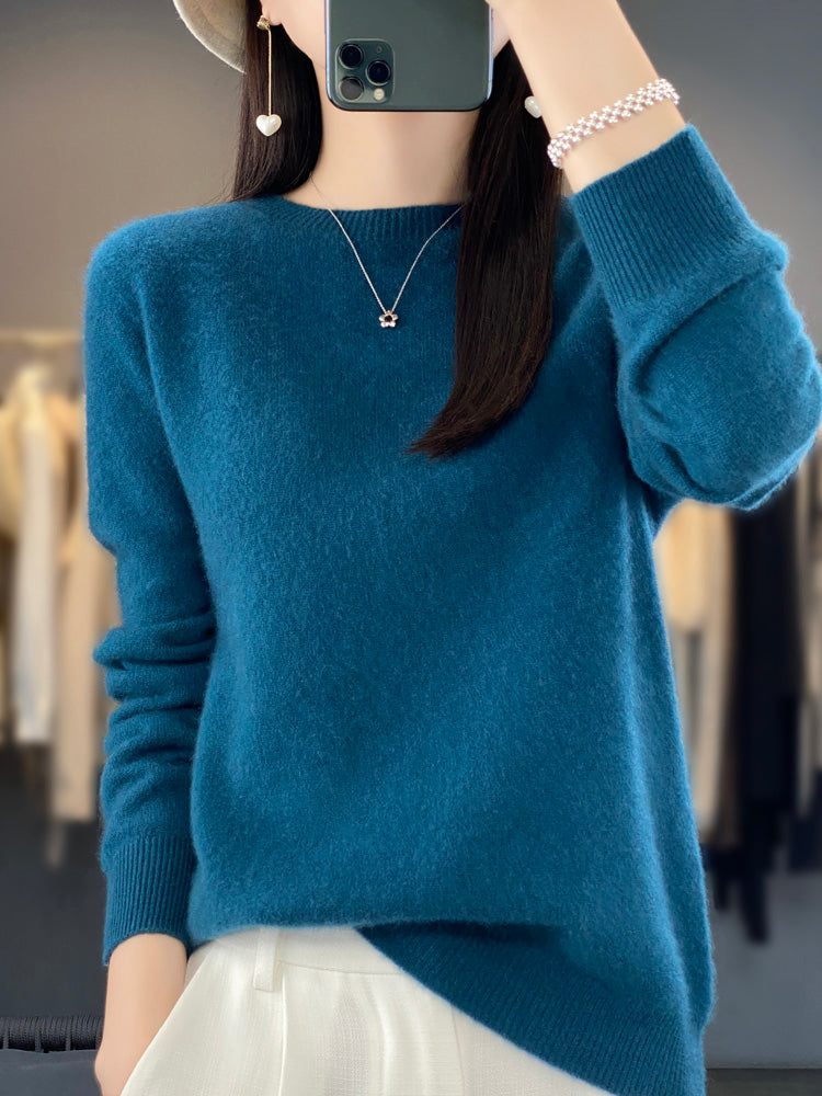 Rizalinda Cozy Turquoise Soft Knit Sweater With Relaxed Fit by Selouva