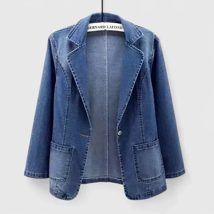 Women's Denim Jacket with Lapels for Casual Everyday Wear by Selouva
