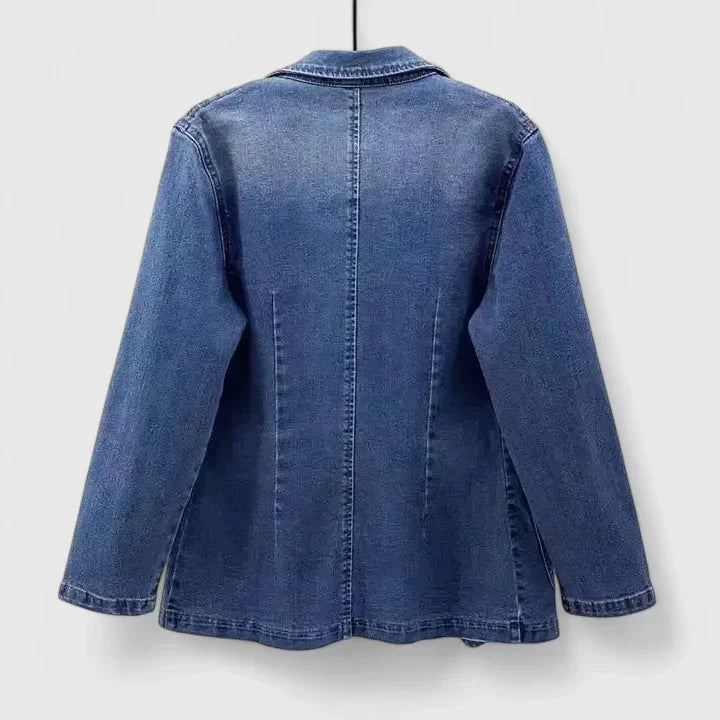 Women's Denim Jacket with Lapels for Casual Everyday Wear by Selouva