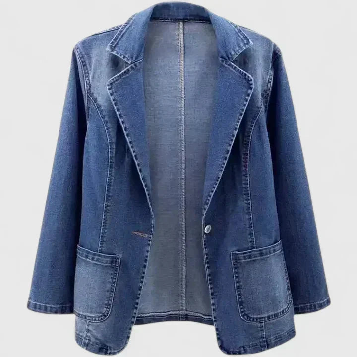 Women's Denim Jacket with Lapels for Casual Everyday Wear by Selouva