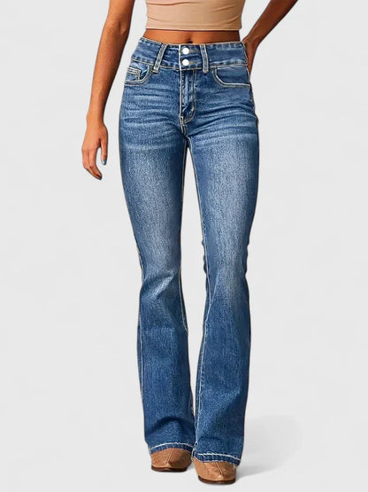 Auryzelle Elegant Denim Jeans With Narrow Fit And Zipper Detail by Selouva