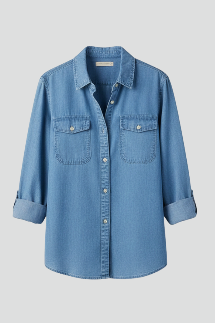 Women's Denim Shirt with Cuffs for Warm Days by Selouva