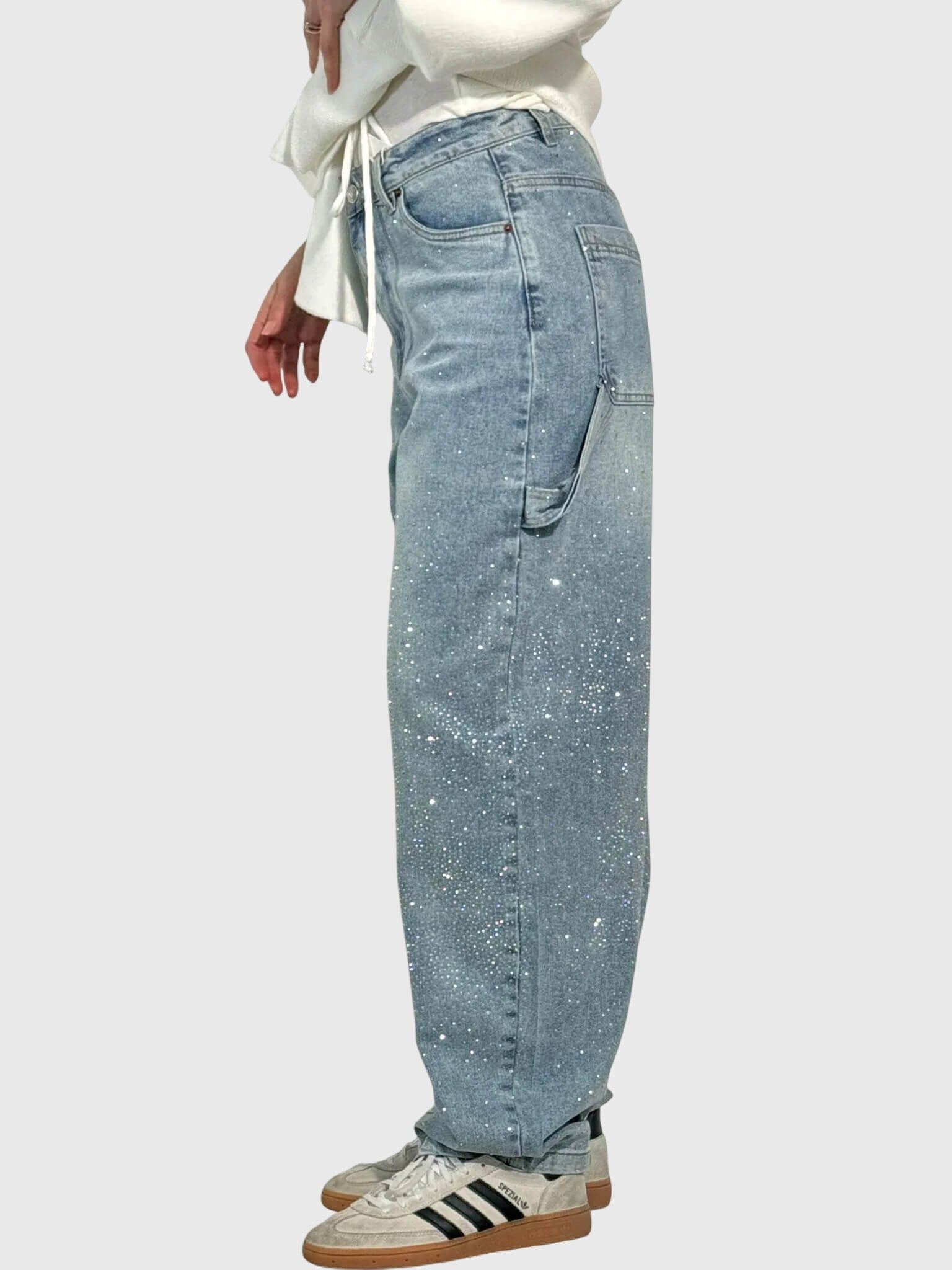Stella Diamond Jeans With Sparkling Detailing Loose Fit Denim Pants by Selouva