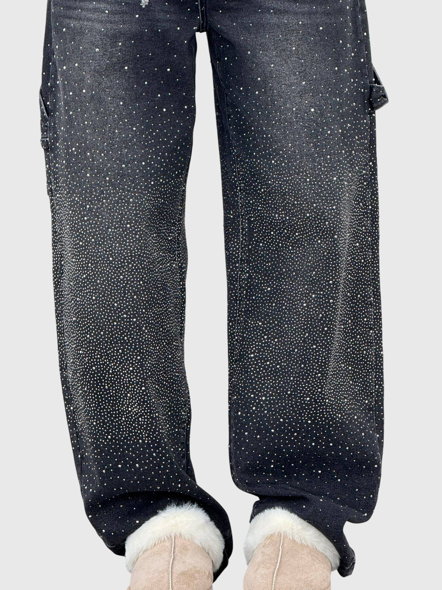 Stella Diamond Jeans With Sparkling Detailing Loose Fit Denim Pants by Selouva