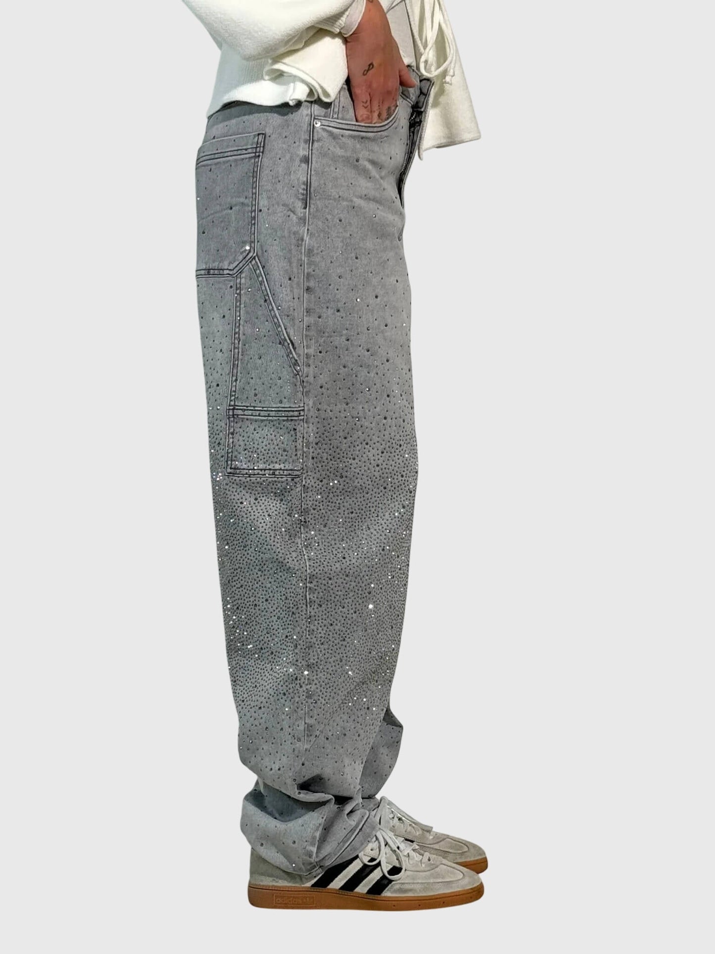 Stella Diamond Jeans With Sparkling Detailing Loose Fit Denim Pants by Selouva