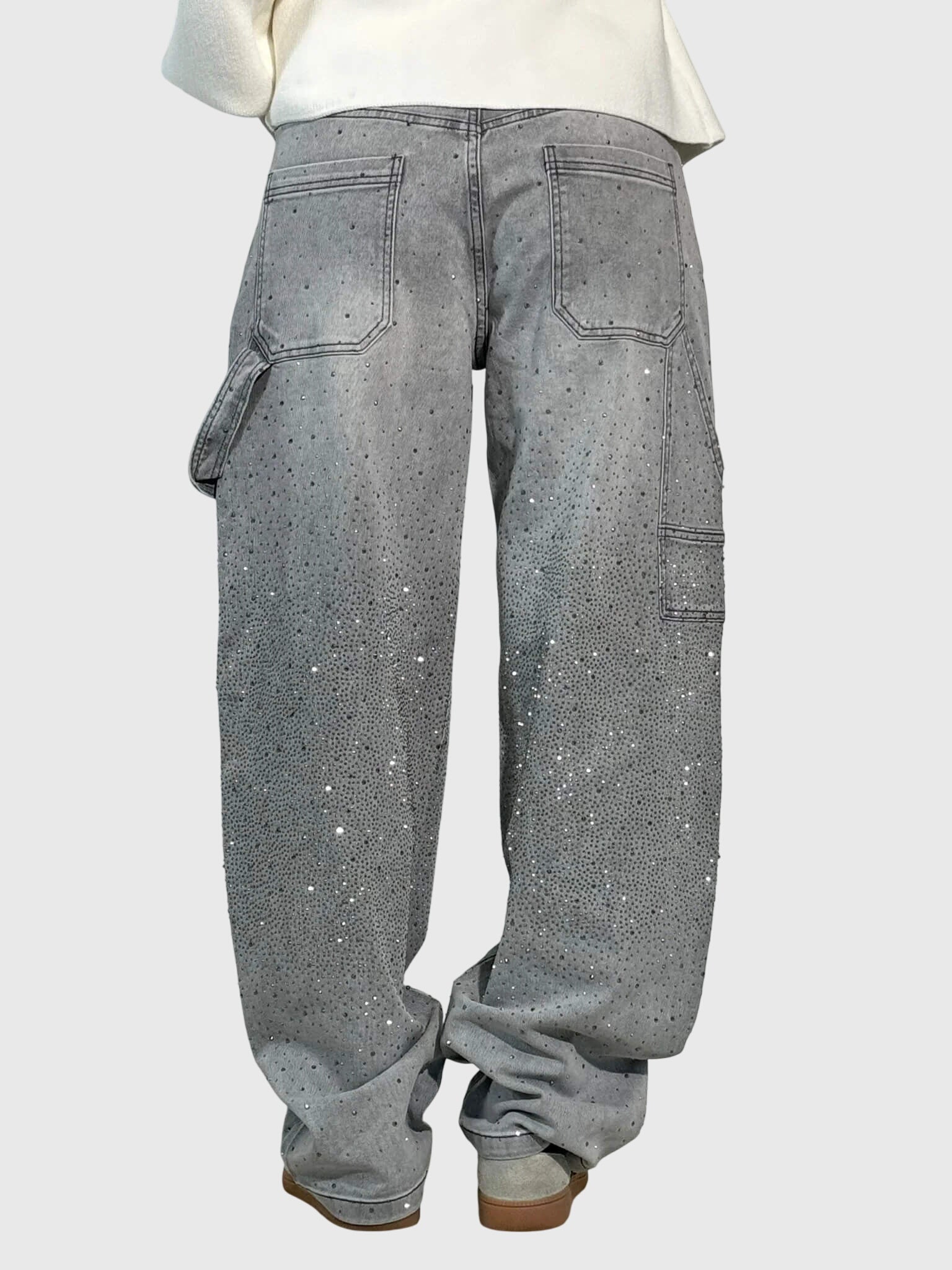 Stella Diamond Jeans With Sparkling Detailing Loose Fit Denim Pants by Selouva