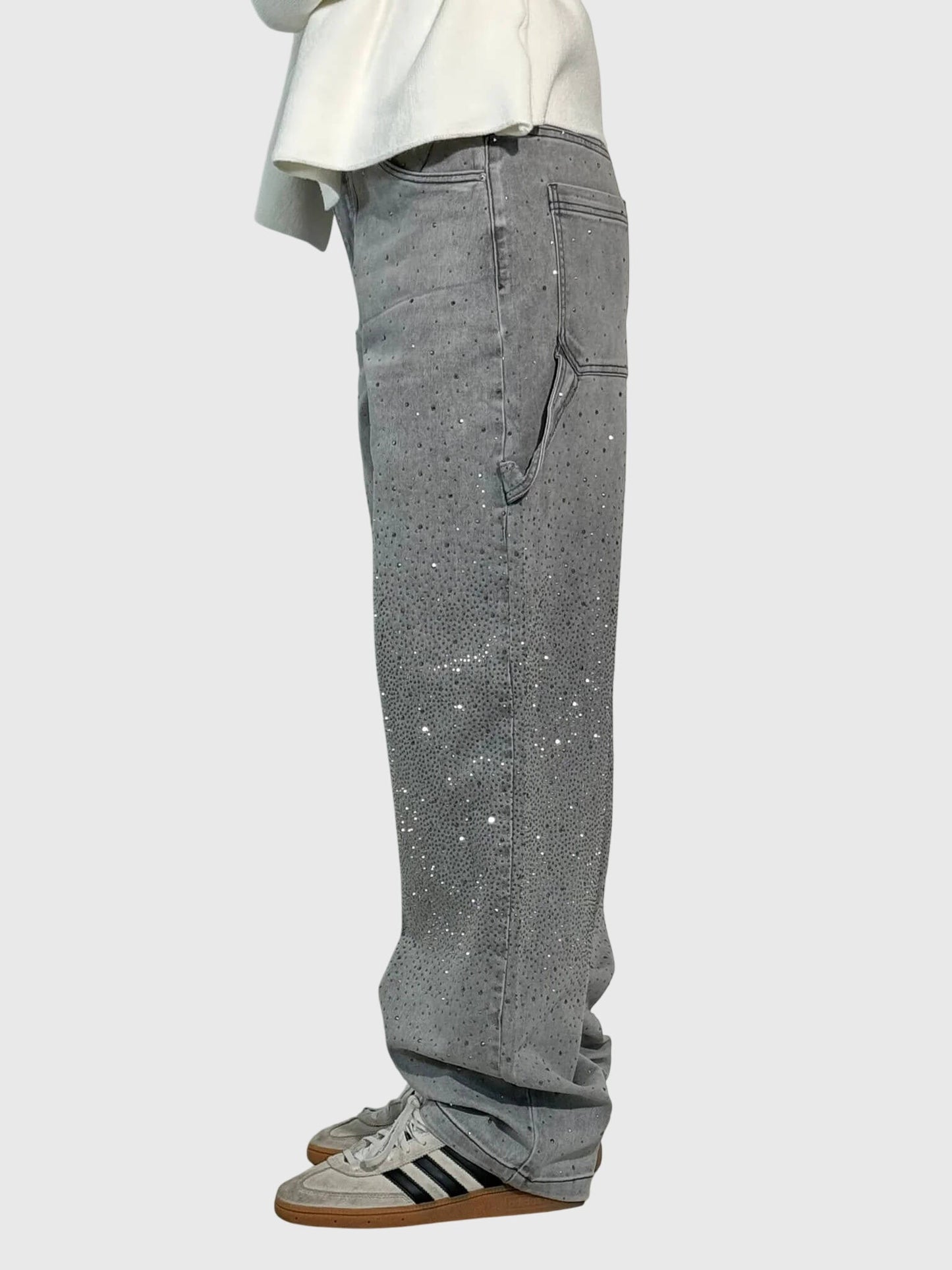 Stella Diamond Jeans With Sparkling Detailing Loose Fit Denim Pants by Selouva