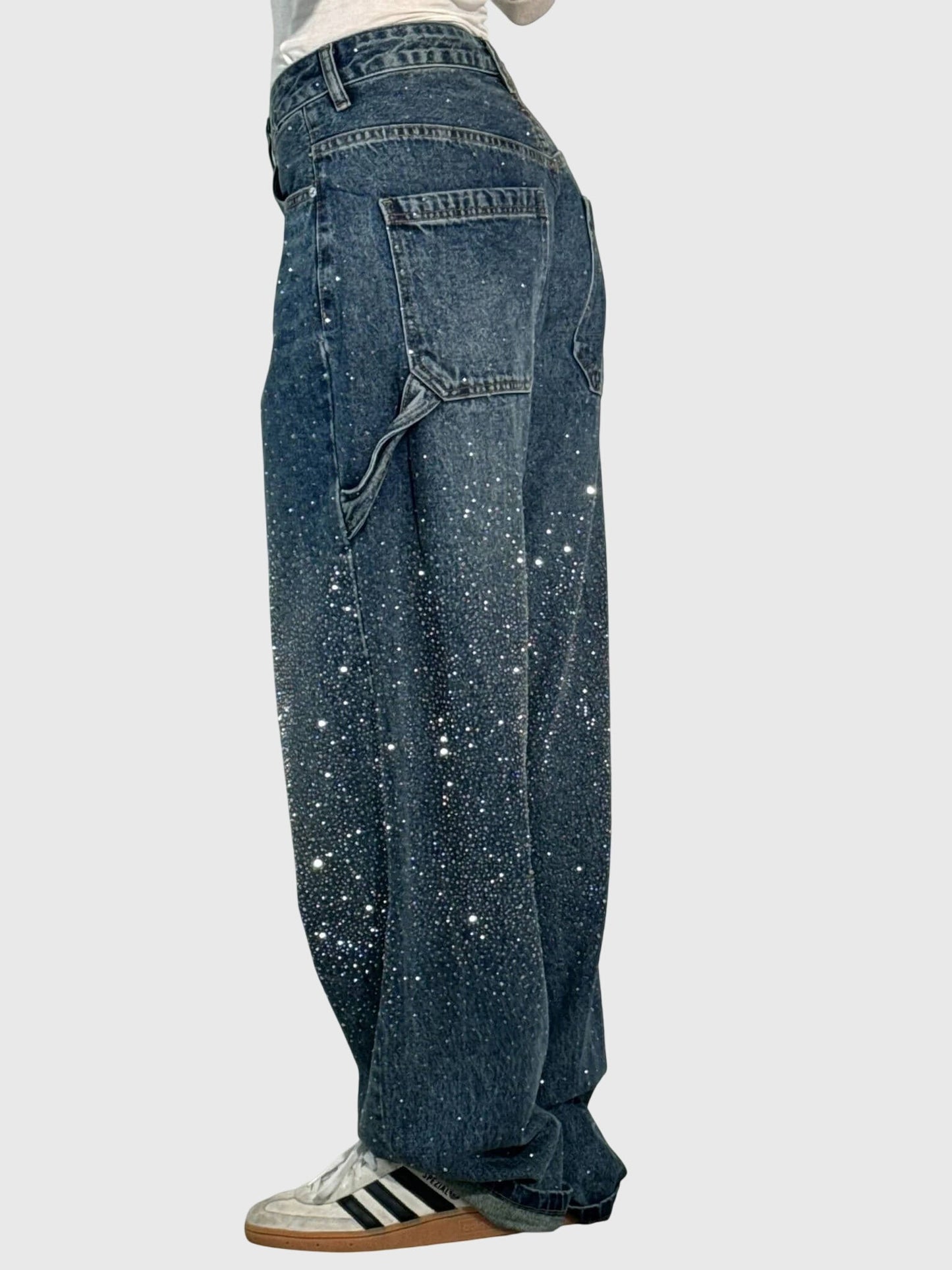 Stella Diamond Jeans With Sparkling Detailing Loose Fit Denim Pants by Selouva