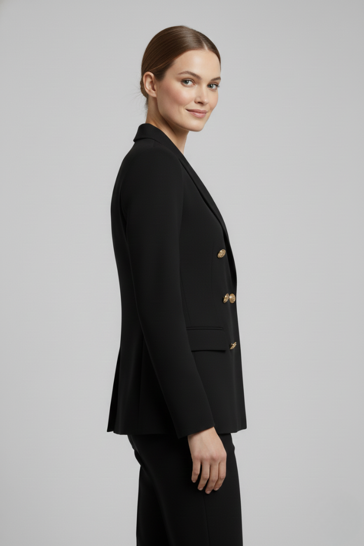 Rebecca Women Double Breasted Blazer With Gold Tone Button Details by Selouva