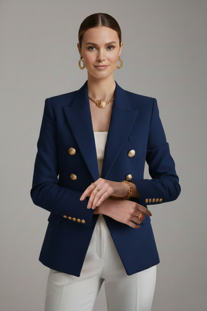 Rebecca Women Double Breasted Blazer With Gold Tone Button Details by Selouva