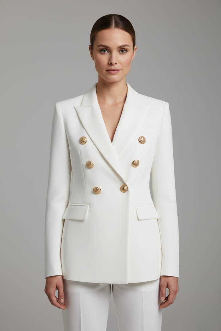 Rebecca Women Double Breasted Blazer With Gold Tone Button Details by Selouva