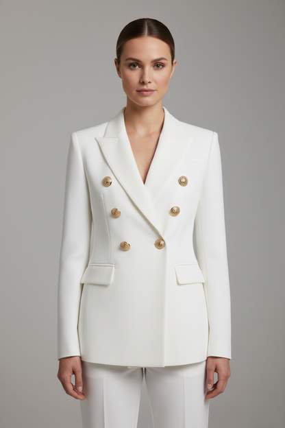 Rebecca Women Double Breasted Blazer With Gold Tone Button Details by Selouva