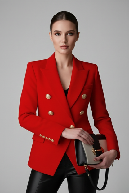 Rebecca Women Double Breasted Blazer With Gold Tone Button Details by Selouva