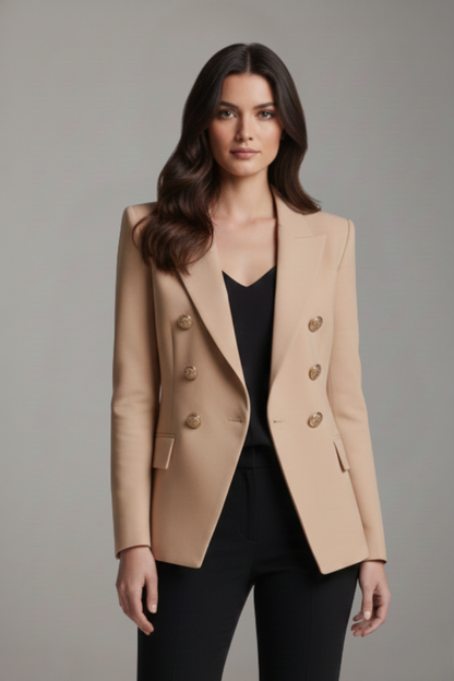 Rebecca Women Double Breasted Blazer With Gold Tone Button Details by Selouva