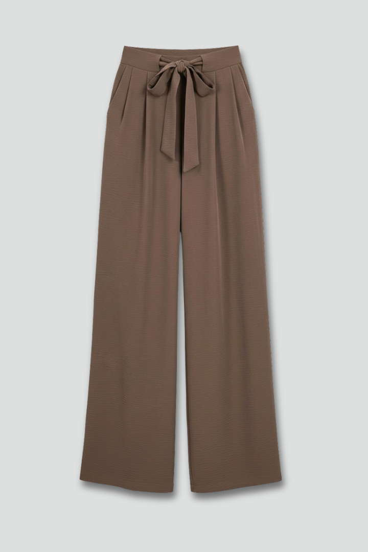 Evelyn Womens Wide Leg Palazzo Trousers With Drawstring Waist by Selouva