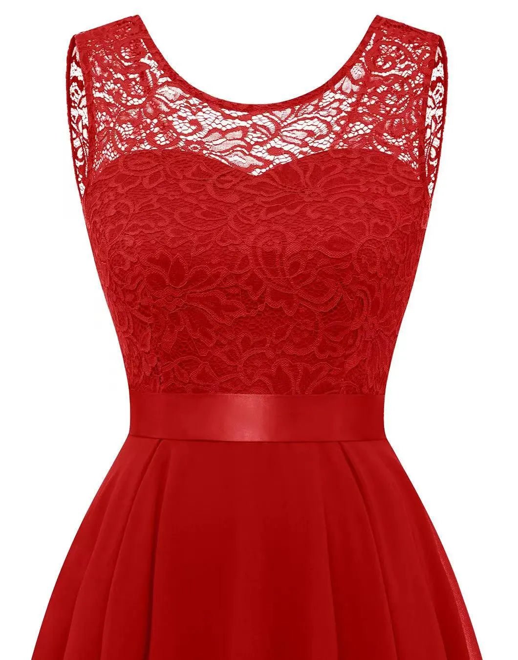 Kaitlyn Women's Burgundy Lace High-Low Wedding Guest Dress by Selouva