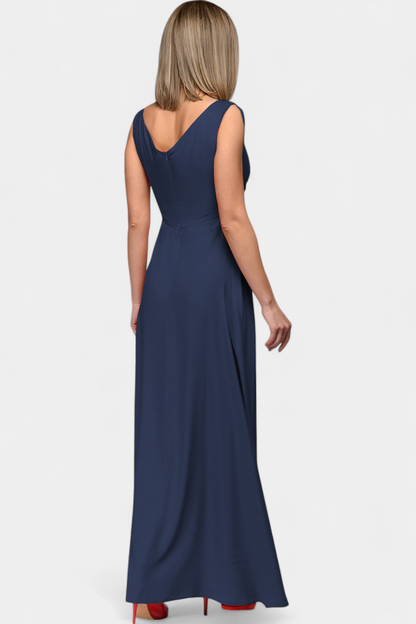 Vittalyn Burgundy Sophisticated Evening Dress With Draped Cross Neckline by Selouva