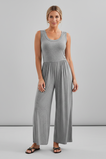 Women's Elastic-Waist Jumpsuit by Selouva