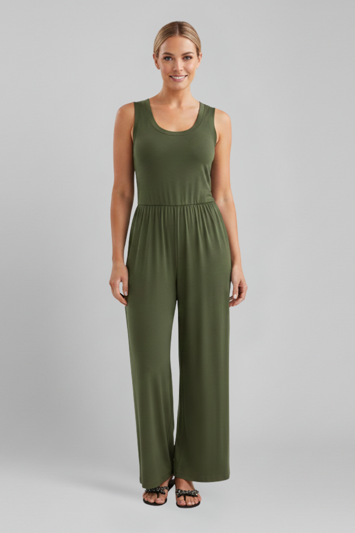 Women's Elastic-Waist Jumpsuit by Selouva