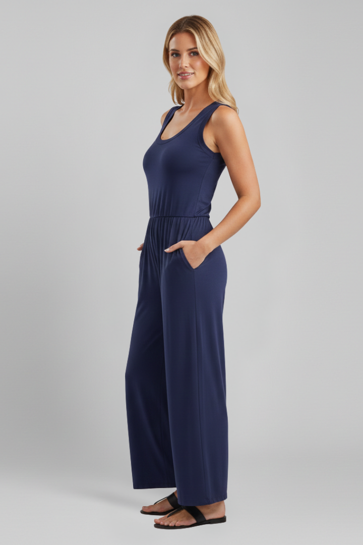 Women's Elastic-Waist Jumpsuit by Selouva