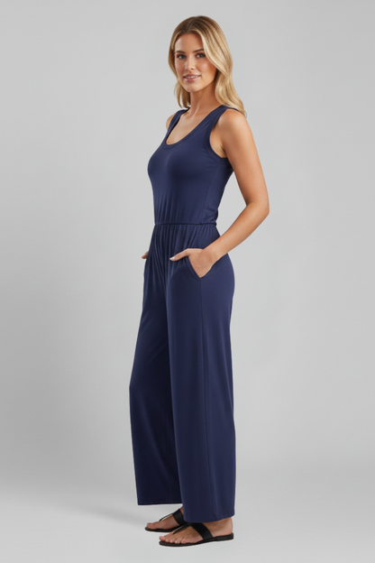 Women's Elastic-Waist Jumpsuit by Selouva