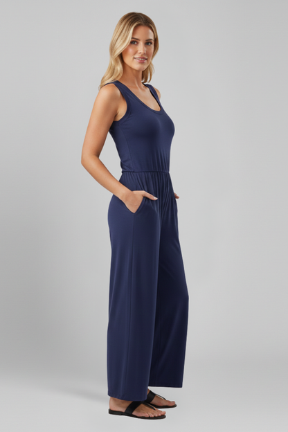 Women's Elastic-Waist Jumpsuit by Selouva