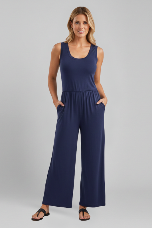 Women's Elastic-Waist Jumpsuit by Selouva