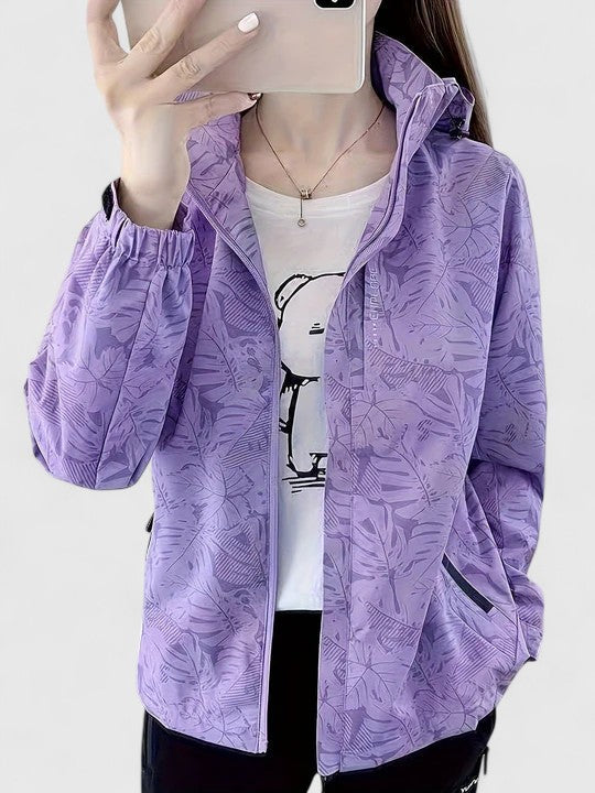 Women's Elegant Jacket with Botanical Print for Outdoors by Selouva