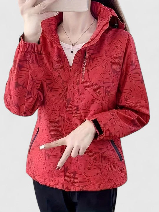 Women's Elegant Jacket with Botanical Print for Outdoors by Selouva