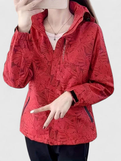 Women's Elegant Jacket with Botanical Print for Outdoors by Selouva