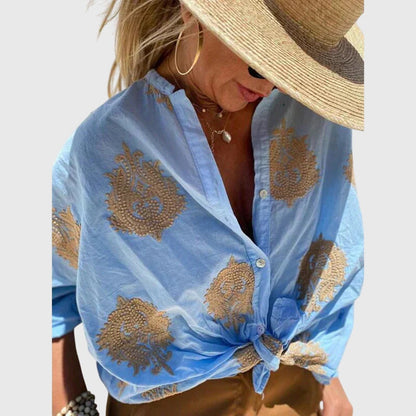Josie Light And Chic Embroidered Blouse Soft Breathable Summer Top by Selouva