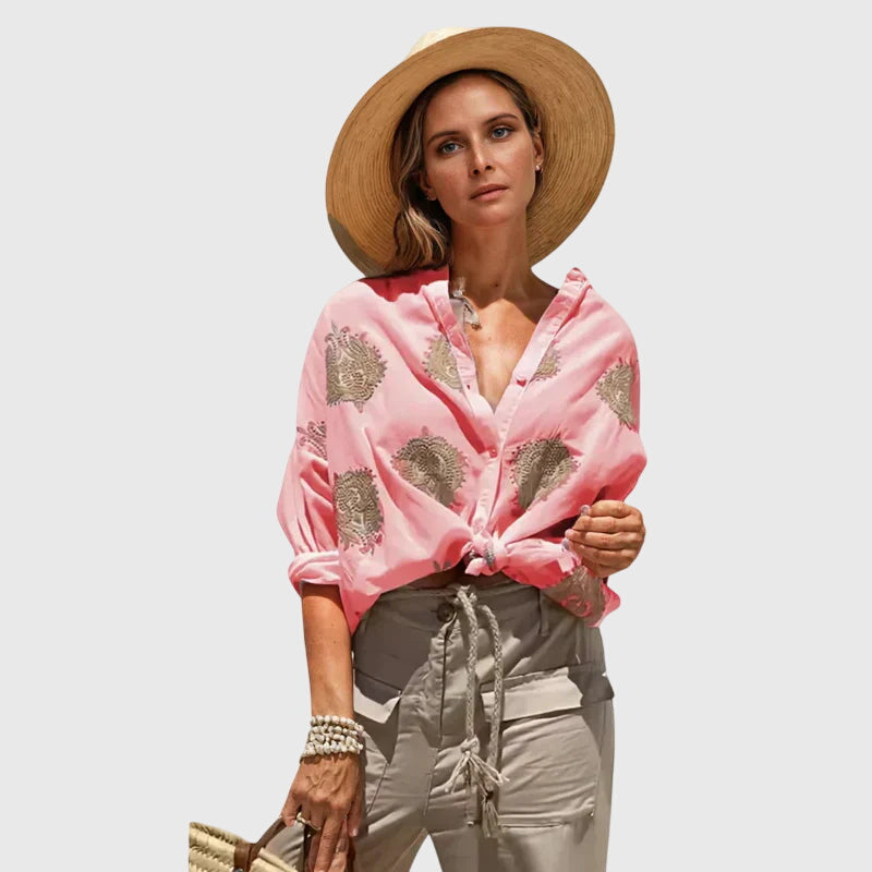 Josie Light And Chic Embroidered Blouse Soft Breathable Summer Top by Selouva