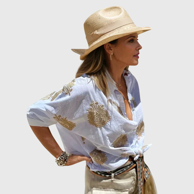 Josie Light And Chic Embroidered Blouse Soft Breathable Summer Top by Selouva