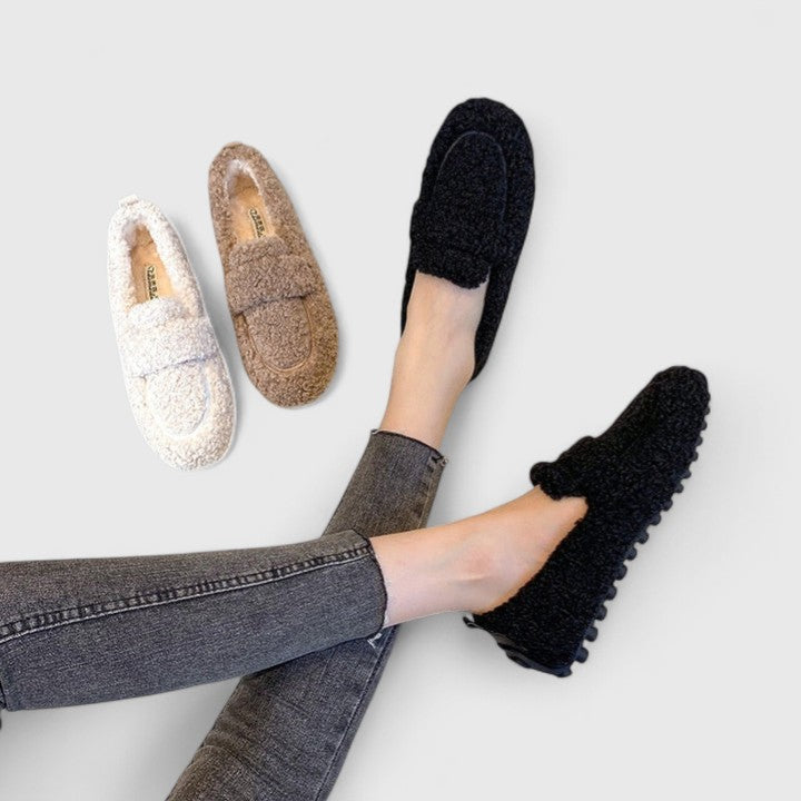 Karelyanne Cozy Fleece Lined Loafers for Women Warm Indoor Slippers by Selouva