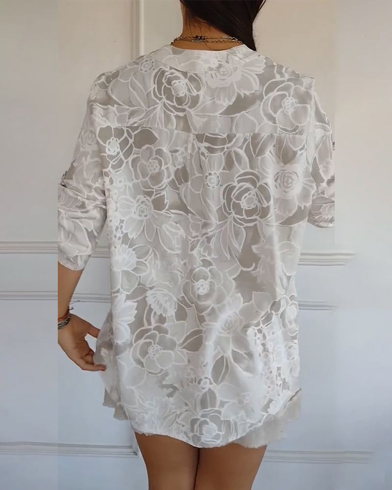 Rowella Sophisticated Blue Floral Print Blouse With Relaxed Fit by Selouva