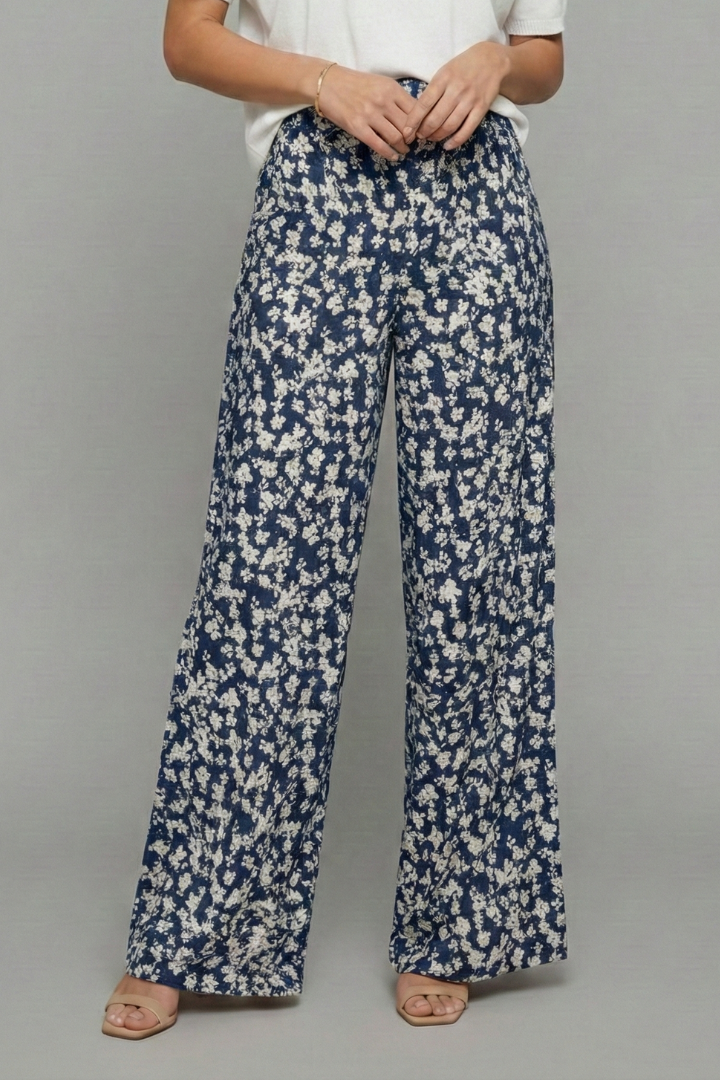 Bella Floral Print Palazzo Pants For Women With Wide Legs by Selouva