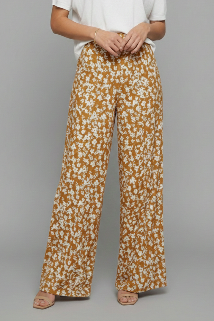 Bella Floral Print Palazzo Pants For Women With Wide Legs by Selouva