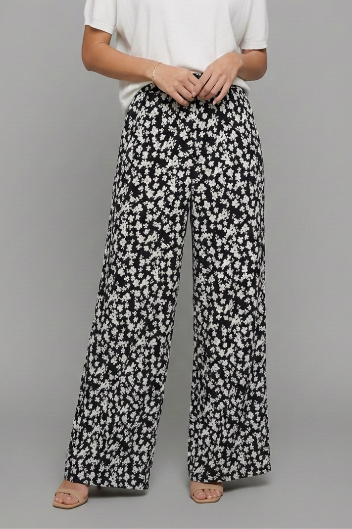 Bella Floral Print Palazzo Pants For Women With Wide Legs by Selouva