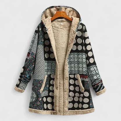 Women's Floral Print Jacket with Plush Lining for Winter by Selouva