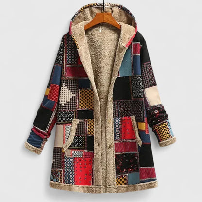 Women's Floral Print Jacket with Plush Lining for Winter by Selouva